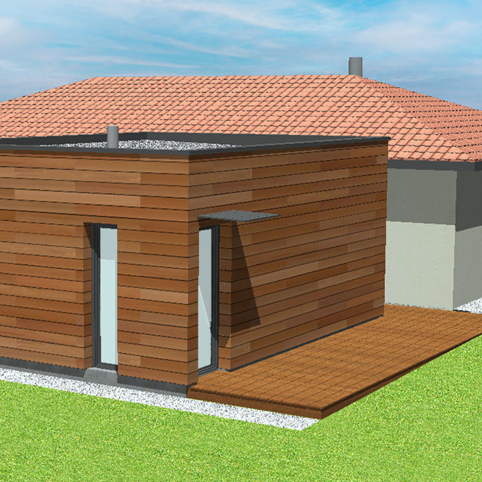 Extension bois à l'architecture contemporaine